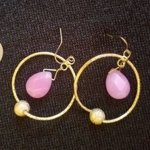 Deep Pink Quartz in Dazzling dangles
